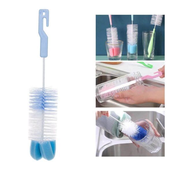 2 In 1 Bottle and Nipple Cleaning Brush with Sponge Head